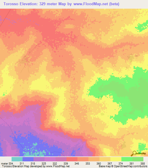 Torosso,Mali Elevation Map