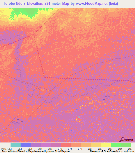 Torobe-Ndola,Mali Elevation Map