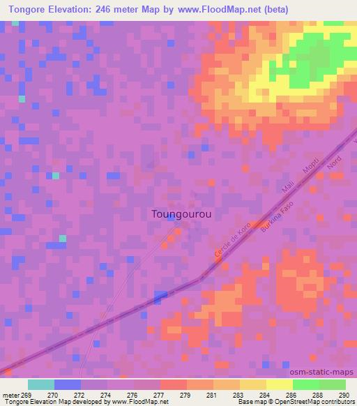 Tongore,Mali Elevation Map