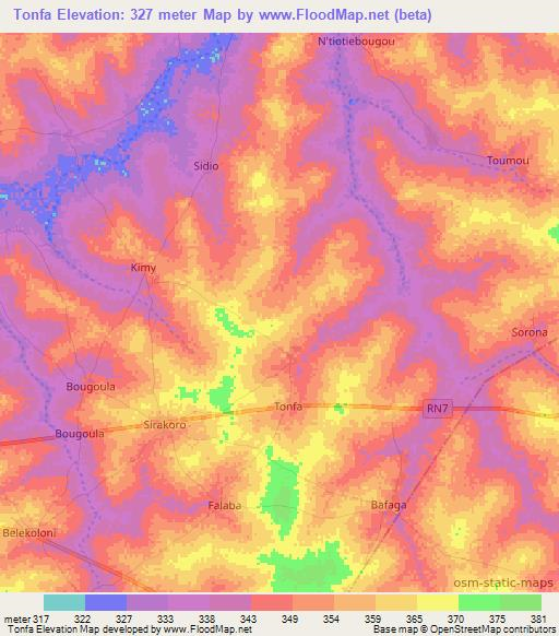 Tonfa,Mali Elevation Map
