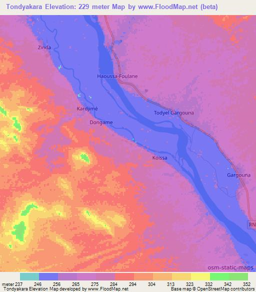 Tondyakara,Mali Elevation Map