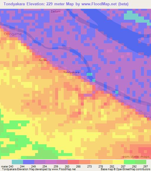Tondyakara,Mali Elevation Map