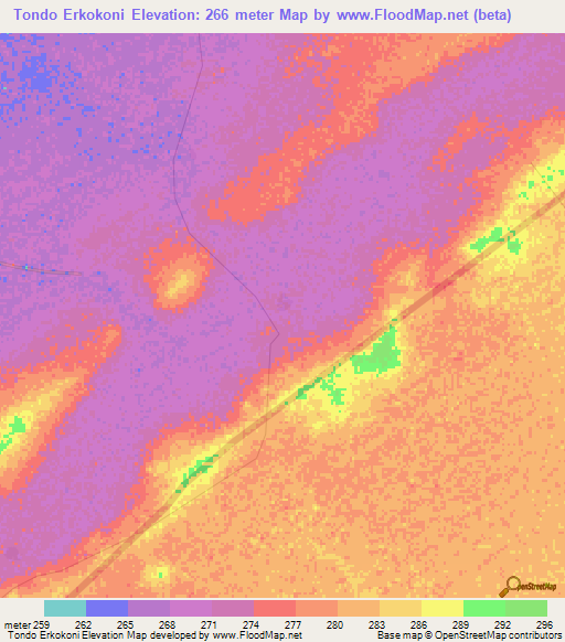 Tondo Erkokoni,Mali Elevation Map