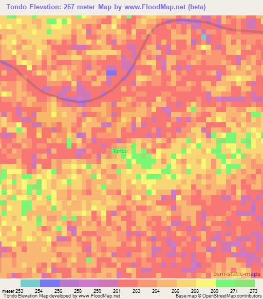 Tondo,Mali Elevation Map