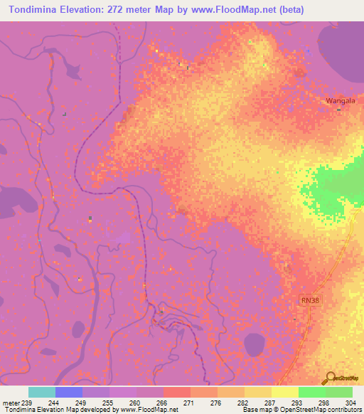 Tondimina,Mali Elevation Map