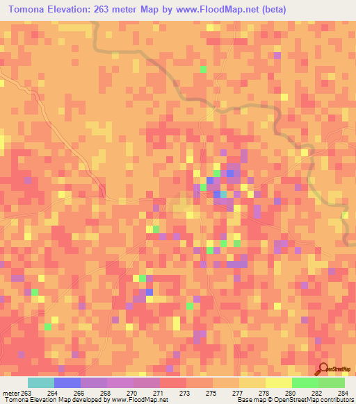 Tomona,Mali Elevation Map