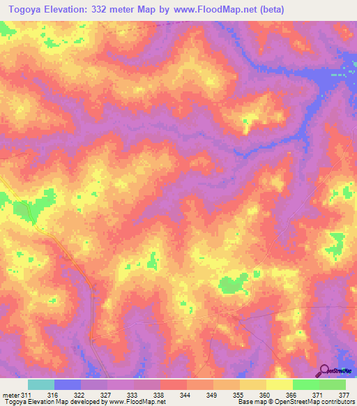 Togoya,Mali Elevation Map