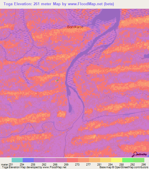 Toga,Mali Elevation Map