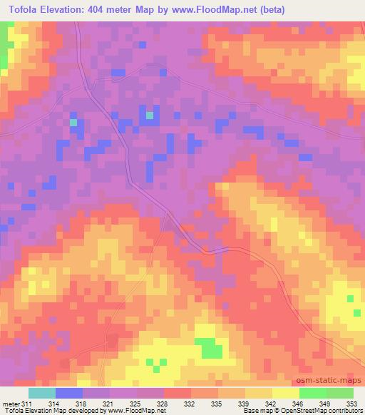 Tofola,Mali Elevation Map
