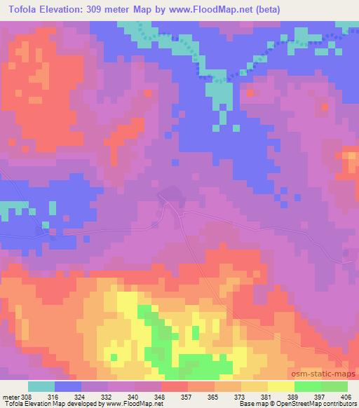 Tofola,Mali Elevation Map