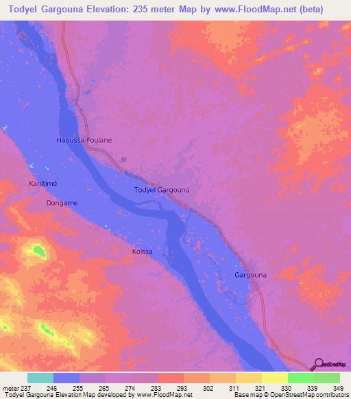 Todyel Gargouna,Mali Elevation Map