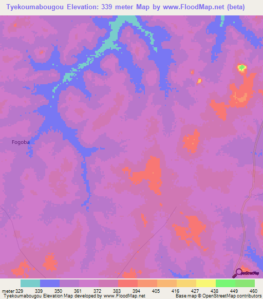 Tyekoumabougou,Mali Elevation Map
