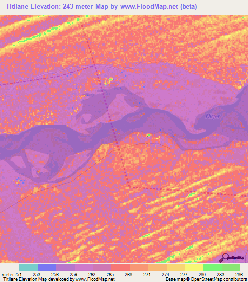 Titilane,Mali Elevation Map