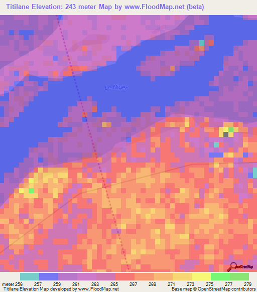 Titilane,Mali Elevation Map