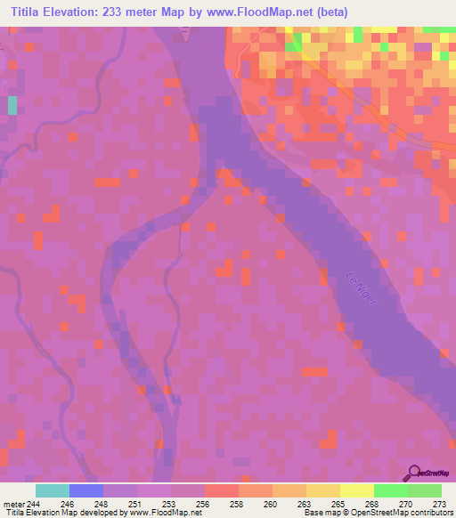 Titila,Mali Elevation Map