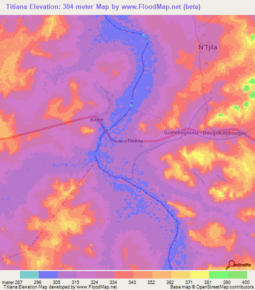 Titiana,Mali Elevation Map
