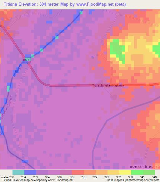 Titiana,Mali Elevation Map