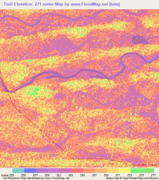 Tioli,Mali Elevation Map