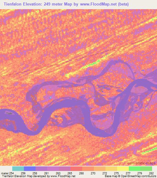 Tienfalon,Mali Elevation Map