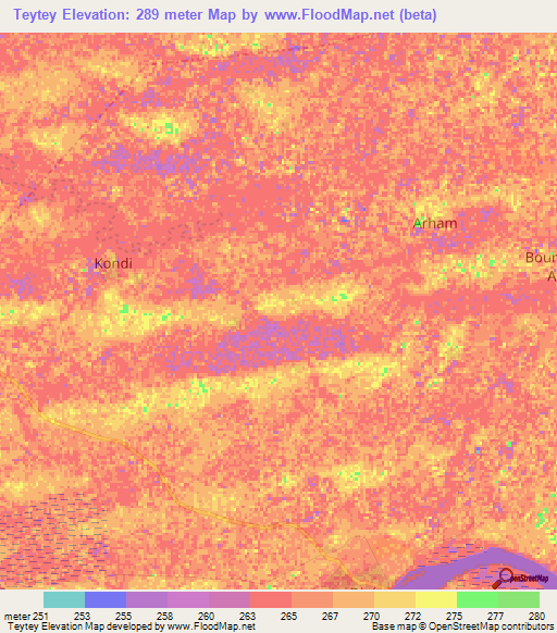 Teytey,Mali Elevation Map