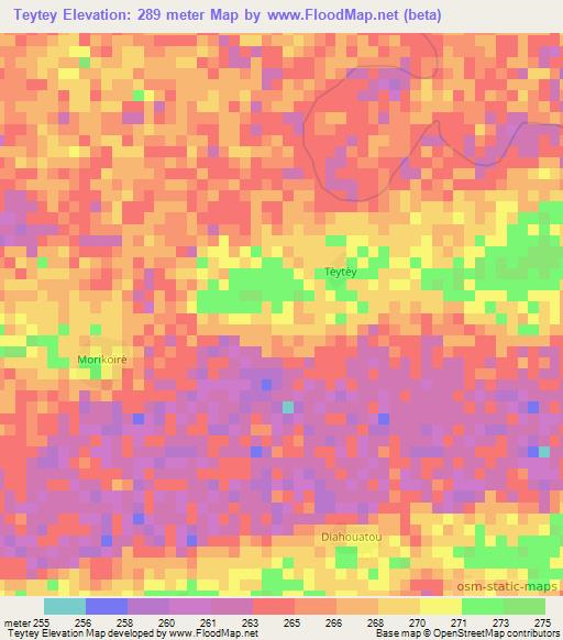 Teytey,Mali Elevation Map