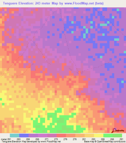 Tenguere,Mali Elevation Map