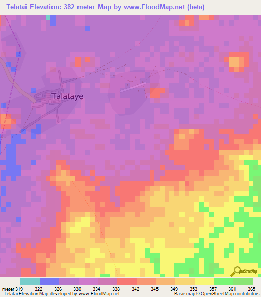Telatai,Mali Elevation Map