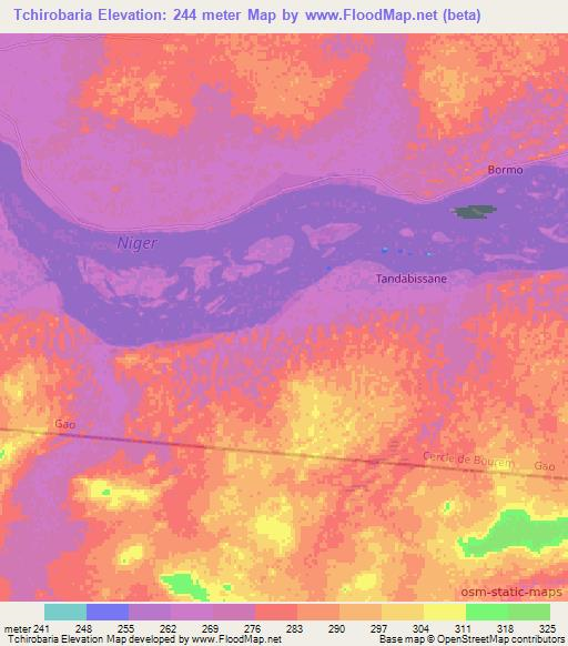 Tchirobaria,Mali Elevation Map