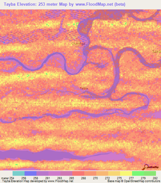 Tayba,Mali Elevation Map