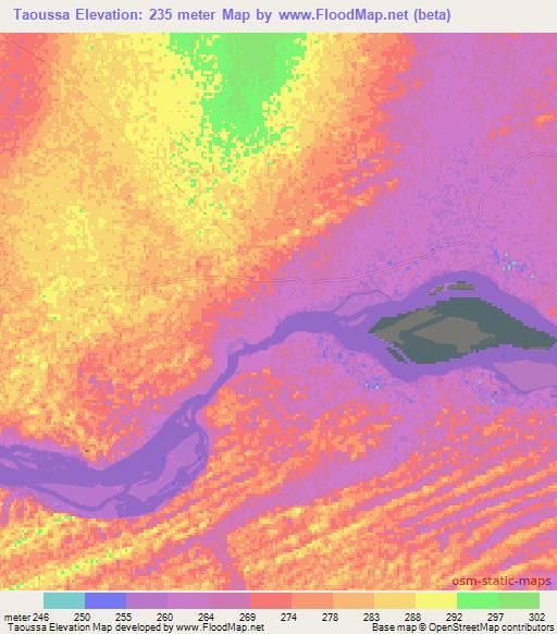 Taoussa,Mali Elevation Map