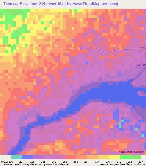 Taoussa,Mali Elevation Map