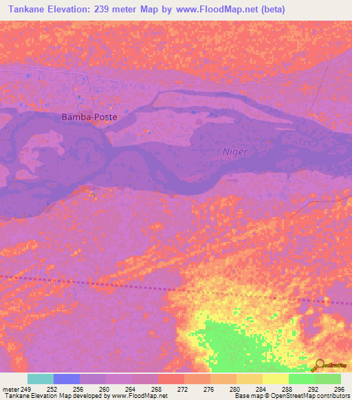 Tankane,Mali Elevation Map