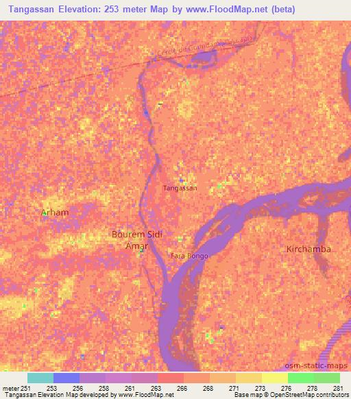 Tangassan,Mali Elevation Map