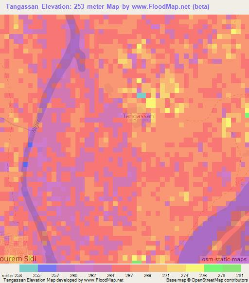 Tangassan,Mali Elevation Map