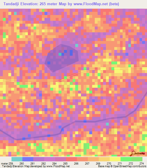 Tandadji,Mali Elevation Map