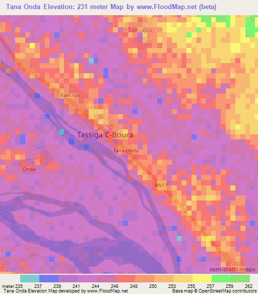 Tana Onda,Mali Elevation Map