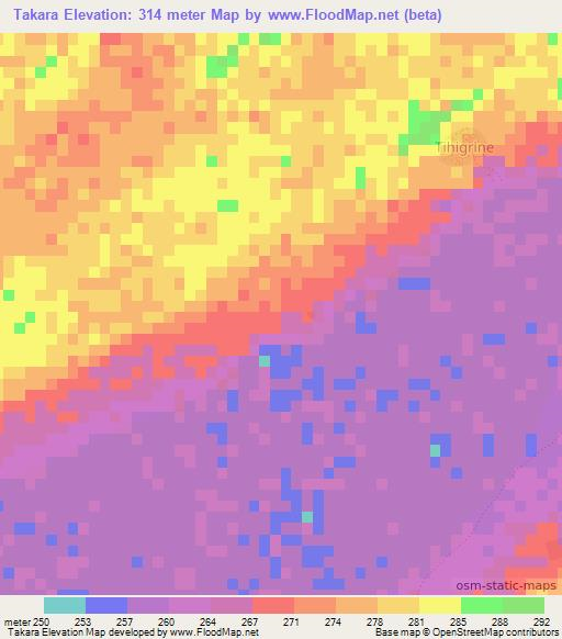 Takara,Mali Elevation Map