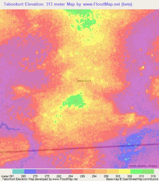 Tabonkort,Mali Elevation Map
