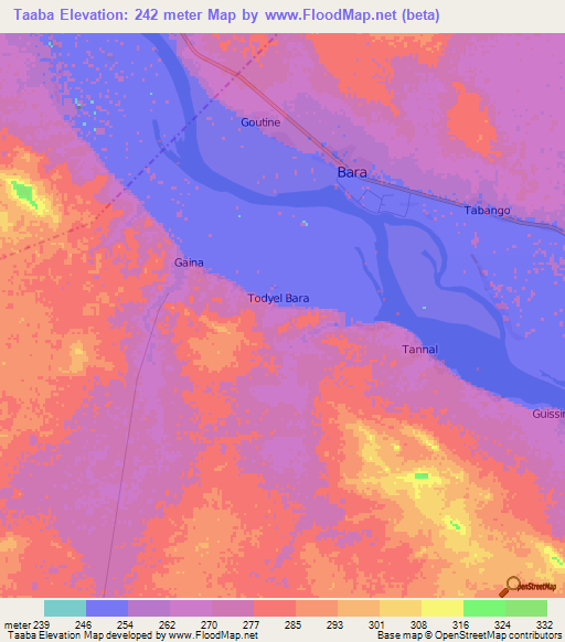 Taaba,Mali Elevation Map