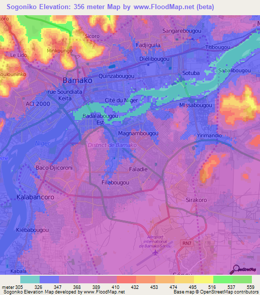 Sogoniko,Mali Elevation Map