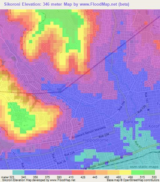 Sikoroni,Mali Elevation Map