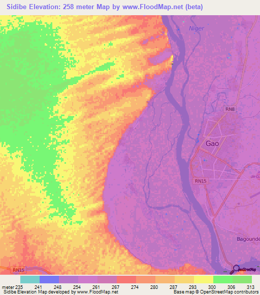 Sidibe,Mali Elevation Map