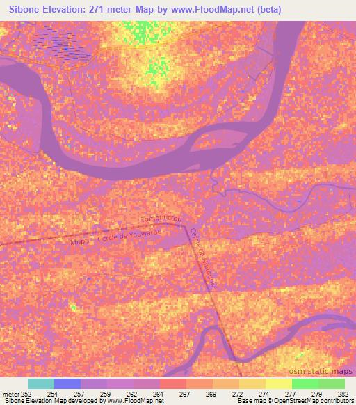 Sibone,Mali Elevation Map