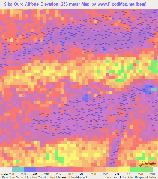 Siba Ouro Alifone,Mali Elevation Map