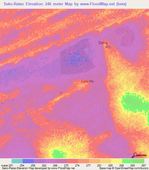 Seko-Ratao,Mali Elevation Map