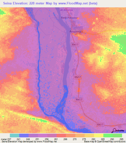Seina,Mali Elevation Map