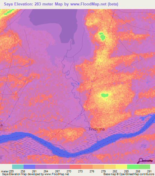 Saya,Mali Elevation Map