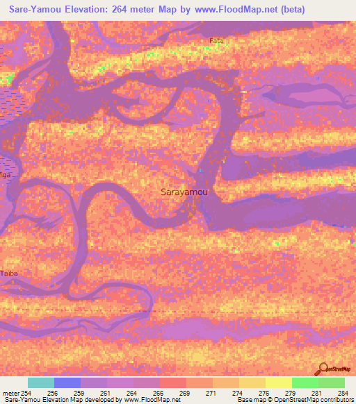 Sare-Yamou,Mali Elevation Map