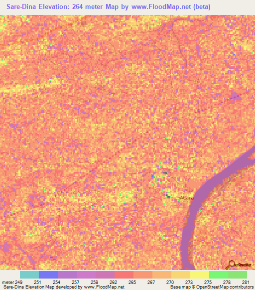 Sare-Dina,Mali Elevation Map