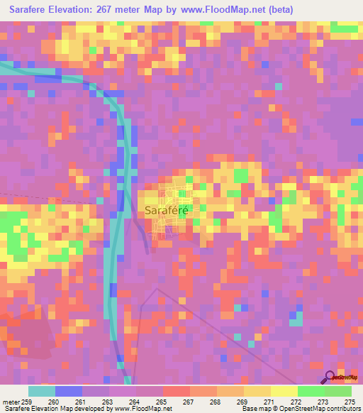 Sarafere,Mali Elevation Map